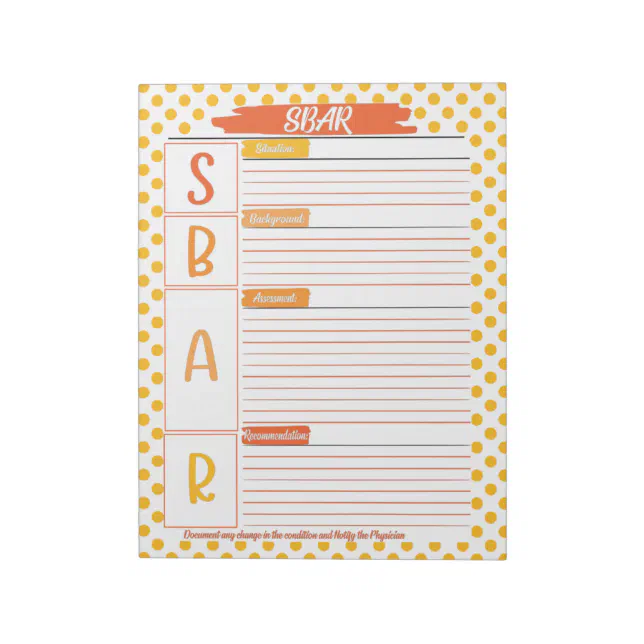 Healthcare Student SBAR Template Notepad | Zazzle