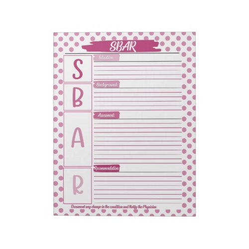 Healthcare Student SBAR Template Notepad