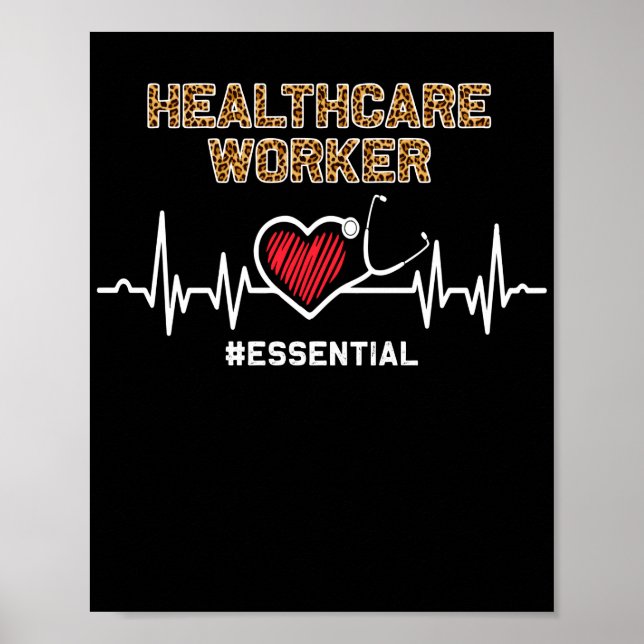 Healthcare Worker #Essential Stethoscope Heartbeat Poster (Front)