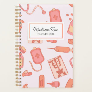 Healthcare Worker Vintage Name Monogram Planner