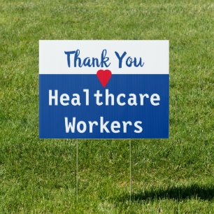 Healthcare Workers Red Heart Thank You Sign
