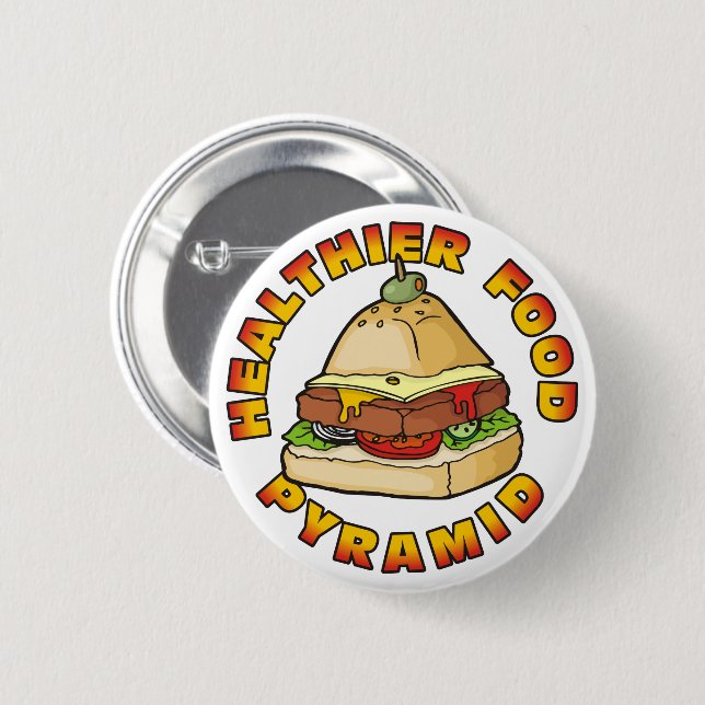 Healthier Food Pyramid Pinback Button (Front & Back)