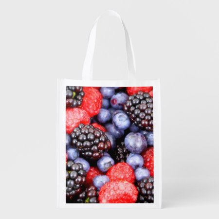 Healthy Berry Fruit Mix Reusable Grocery Bag