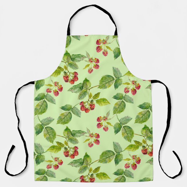 Healthy Berry: Raspberry Seamless Background. Apron (Front)