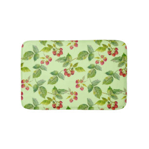 Healthy Berry: Raspberry Seamless Background. Bath Mat