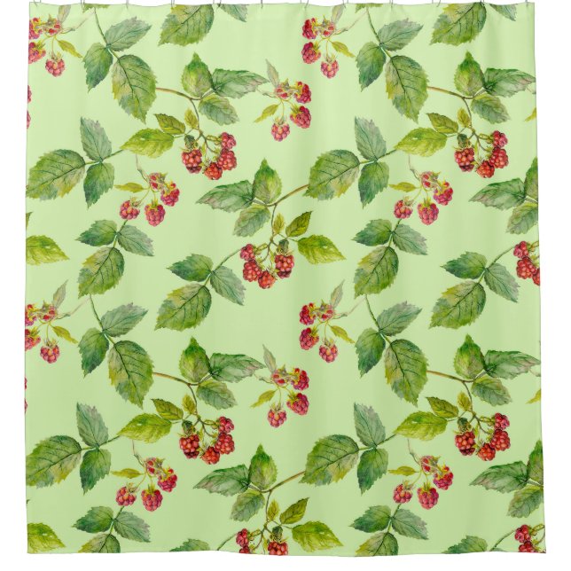 Healthy Berry: Raspberry Seamless Background. Shower Curtain (Front)