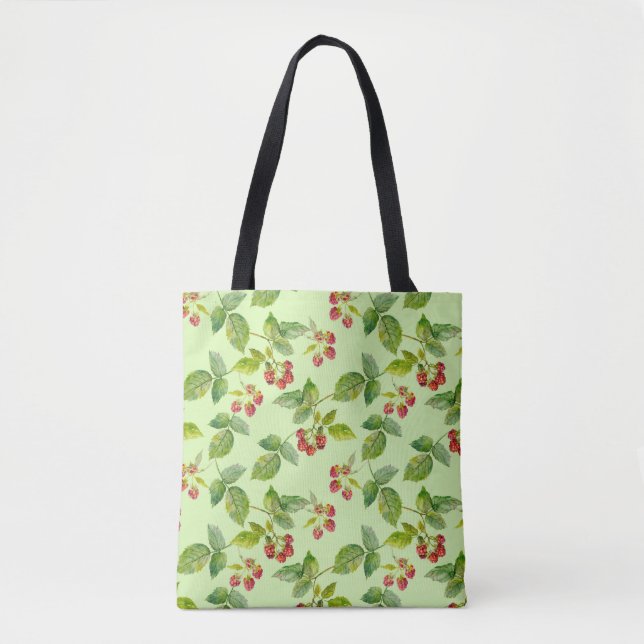 Healthy Berry: Raspberry Seamless Background. Tote Bag (Front)