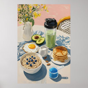 Healthy Breakfast gym Food Kitchen Pancakes Cozy Poster