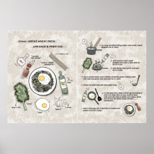 Healthy Breakfast Pasta Recipe Illustration  Poster