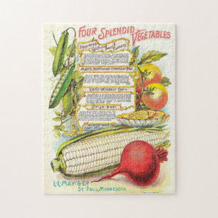 Healthy Colorful Veggies Vintage Seed Packet Jigsaw Puzzle