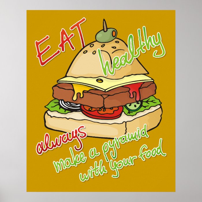 Healthy eating burger pyramid poster