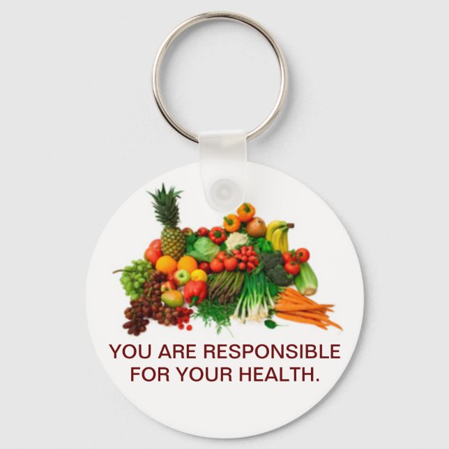 Healthy Eating Customized Keychain. Keychain (Front)