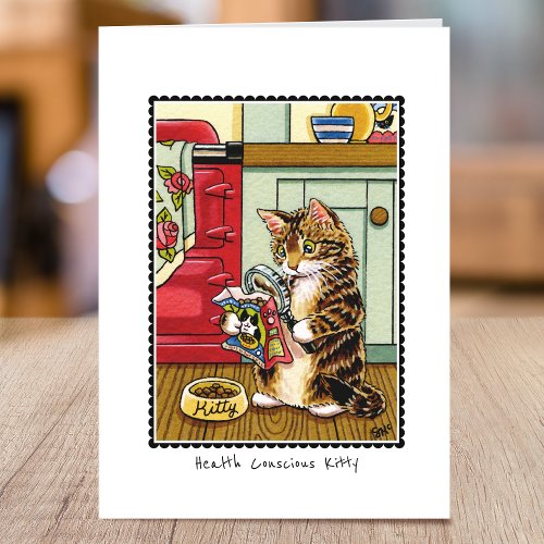 Healthy Eating Cute Cat Painting Custom Folded Card