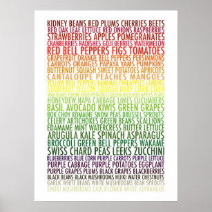 Healthy Eating Rainbow Fruits and Vegetables Text Poster
