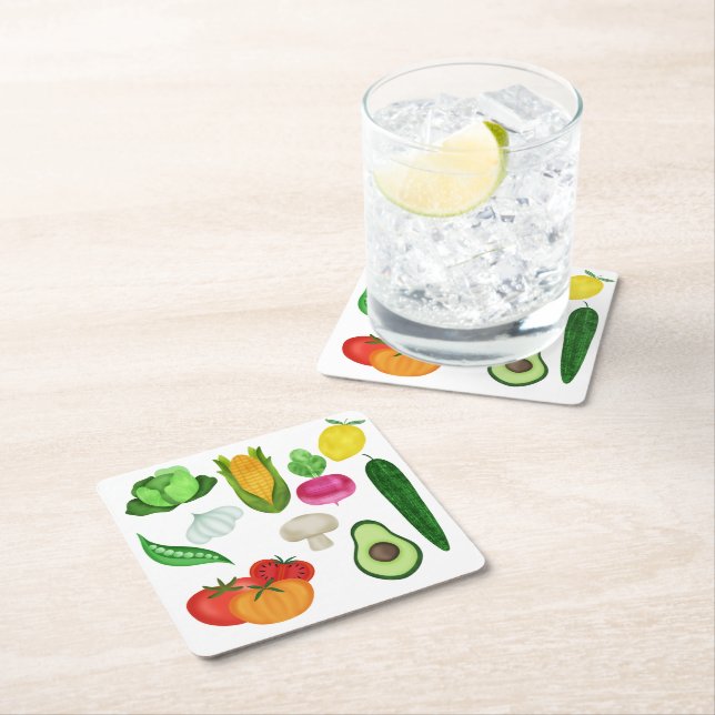 Healthy Eats Square Paper Coaster (Insitu)