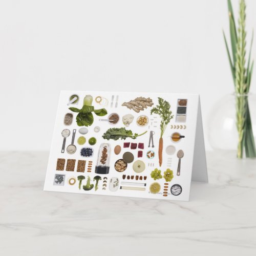 Healthy food grid on a white background card