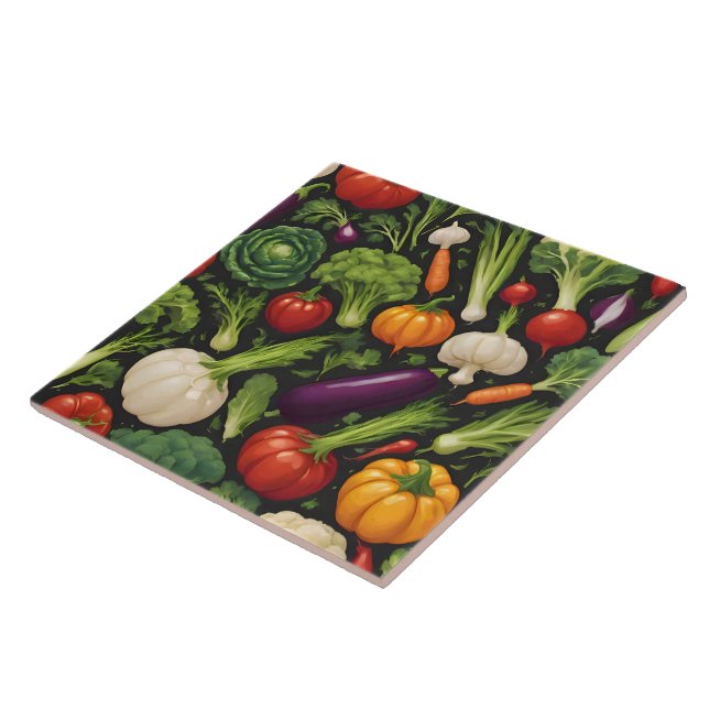 Healthy Food Happy Vegetables Popular Collection Ceramic Tile (Side)