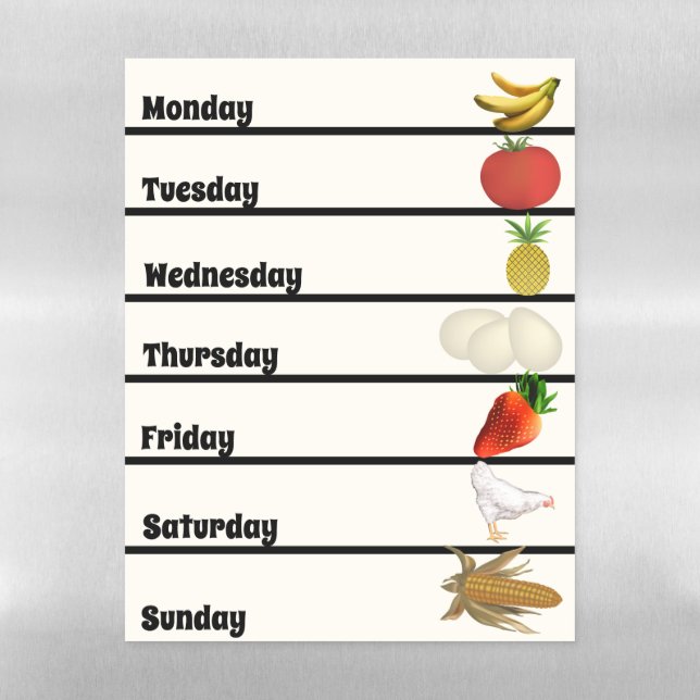 Healthy Food Meal Planner Magnetic Dry Erase Sheet (Vertical)