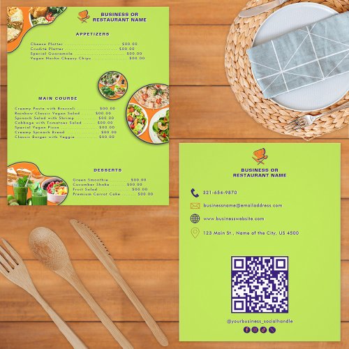 Healthy Food Menu and Price List Vegan Restaurant  Flyer