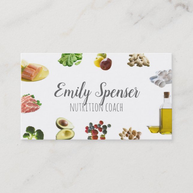 Healthy Food Nutrition Coach Simple White Card (Front)