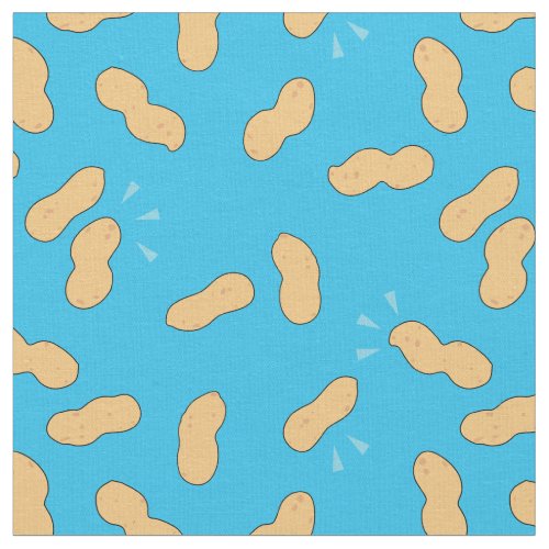 Healthy Food Peanut Pattern on Blue Fabric