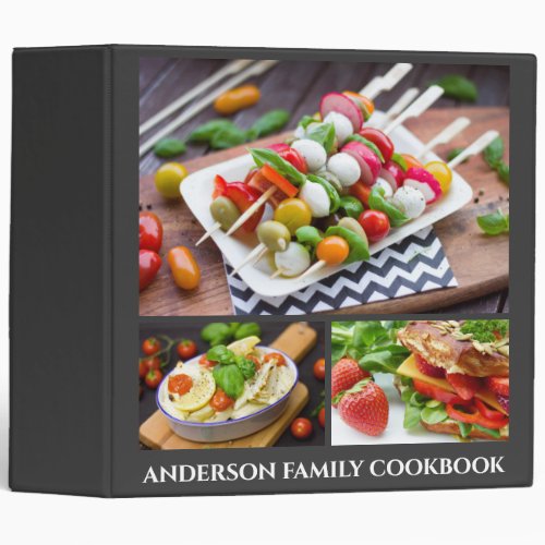 Healthy food photo family cookbook DIY 3 Ring Binder