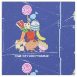Healthy food pyramid funny cartoon illustration fabric