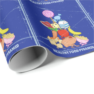 Healthy food pyramid funny cartoon illustration wrapping paper