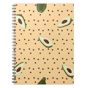 Healthy foods. Seamless avocado pattern, avocado Notebook
