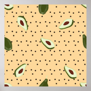 Healthy foods. Seamless avocado pattern, avocado Poster