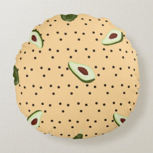 Healthy foods. Seamless avocado pattern, avocado Round Pillow