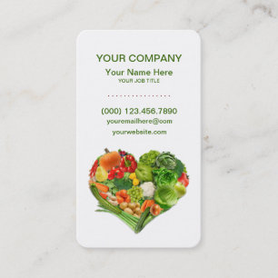 Healthy Fruits and Vegetables Heart Business Card