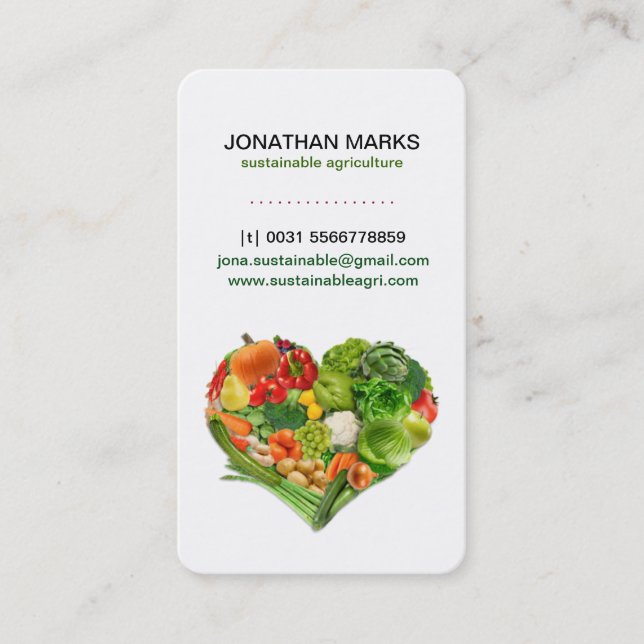 Healthy Fruits Vegetables Heart Business Business Card (Front)