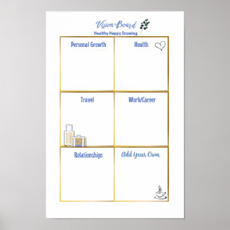 Healthy Happy Growing Vision Board Poster
