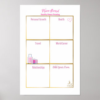 Healthy Happy Inspiring Vision Board Poster