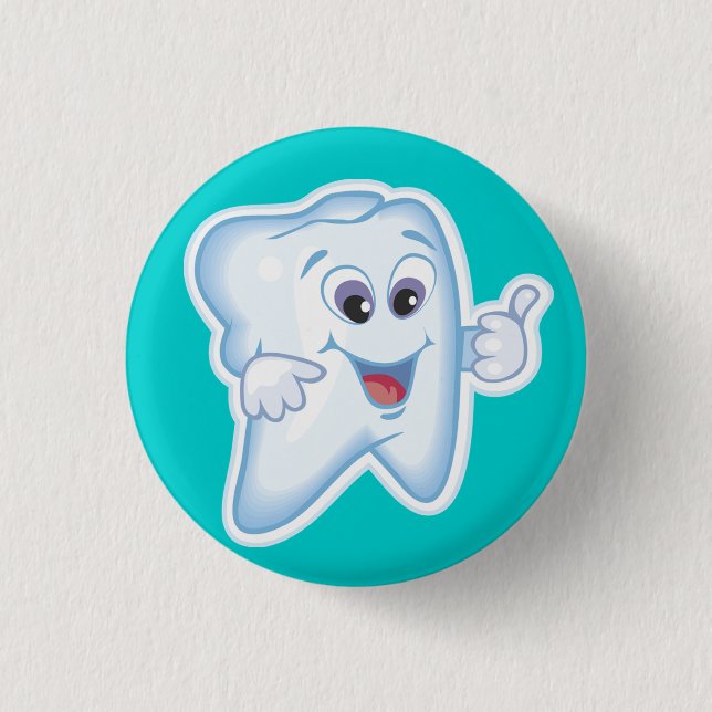 Healthy Happy Tooth Button (Front)