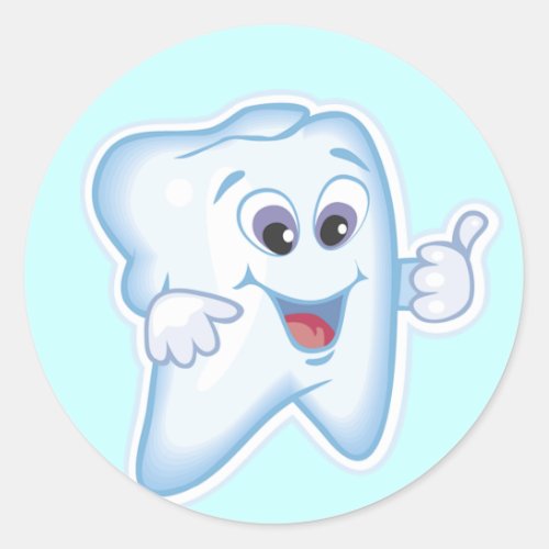 Healthy Happy Tooth Classic Round Sticker