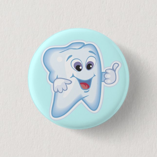 Healthy Happy Tooth Pinback Button (Front)