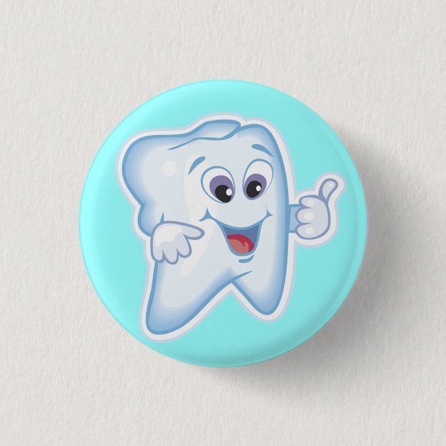 Healthy Happy Tooth Pinback Button (Front)