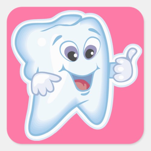 Healthy Happy Tooth Square Sticker