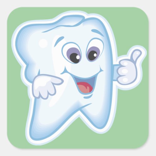 Healthy Happy Tooth Square Sticker