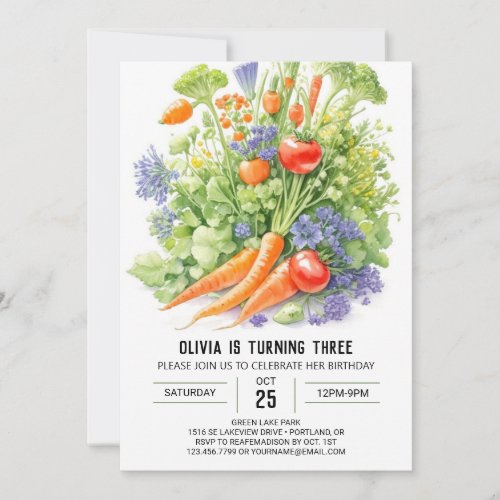  Healthy Harvest Kids Birthday Invitation
