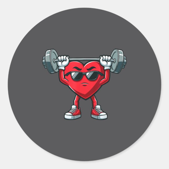 Healthy Heart Heart Disease Awareness Weightliftin Classic Round Sticker (Front)