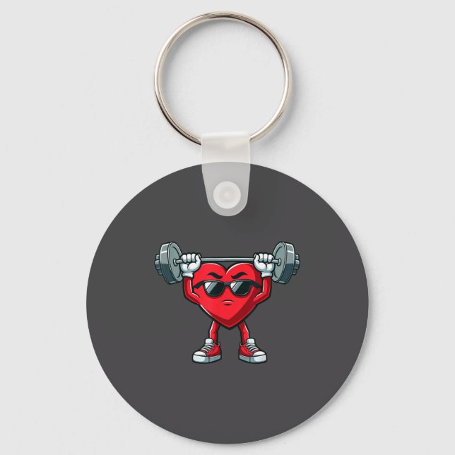Healthy Heart Heart Disease Awareness Weightliftin Keychain (Front)
