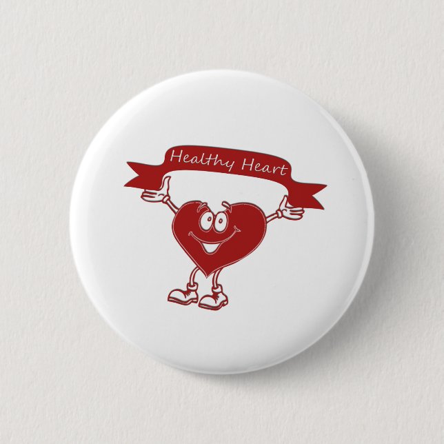 Healthy Heart man  awareness symbol cardiology Button (Front)
