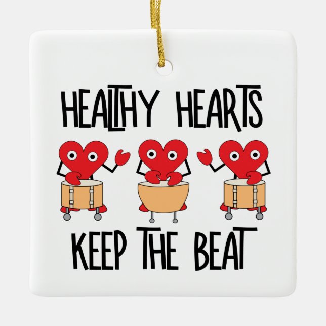 Healthy Hearts Ceramic Ornament (Front)