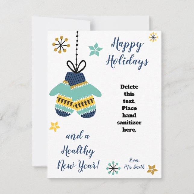 Healthy Holiday Mittens Hand Sanitizer Gift Card (Front)