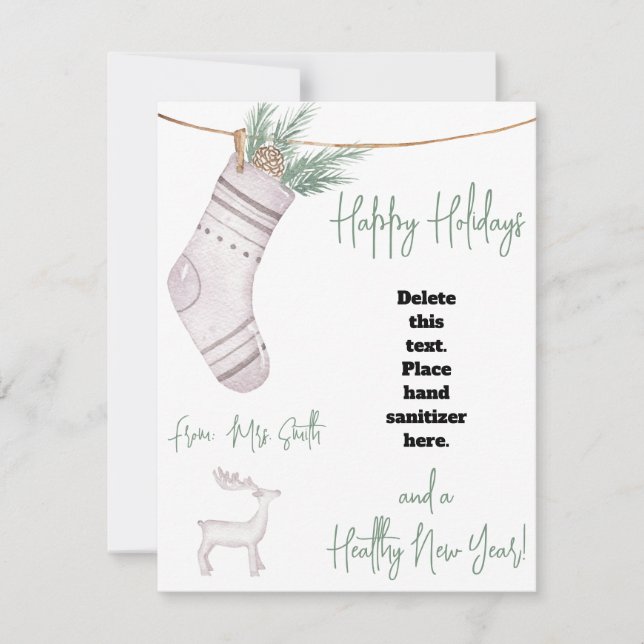 Healthy Holiday Stocking Hand Sanitizer Gift Card (Front)