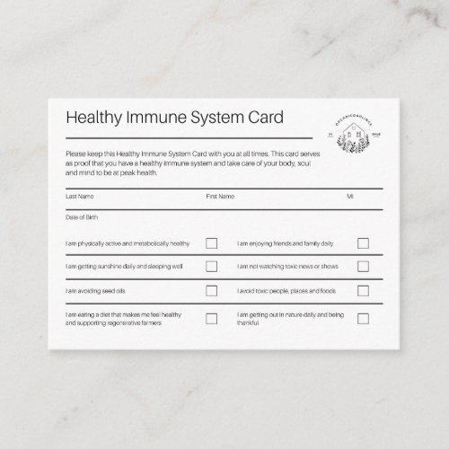 Healthy Immune System Card  Pack of 100