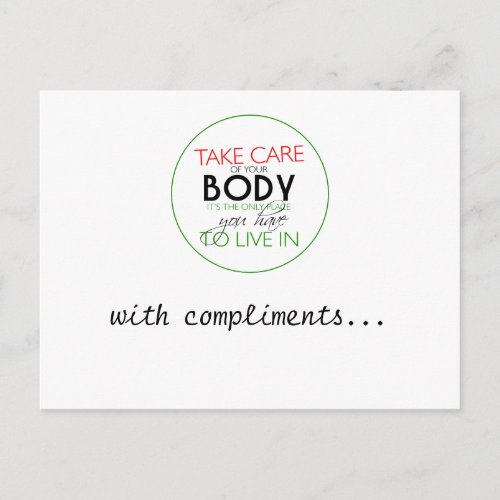 Healthy Life Coach Compliments Slip Card